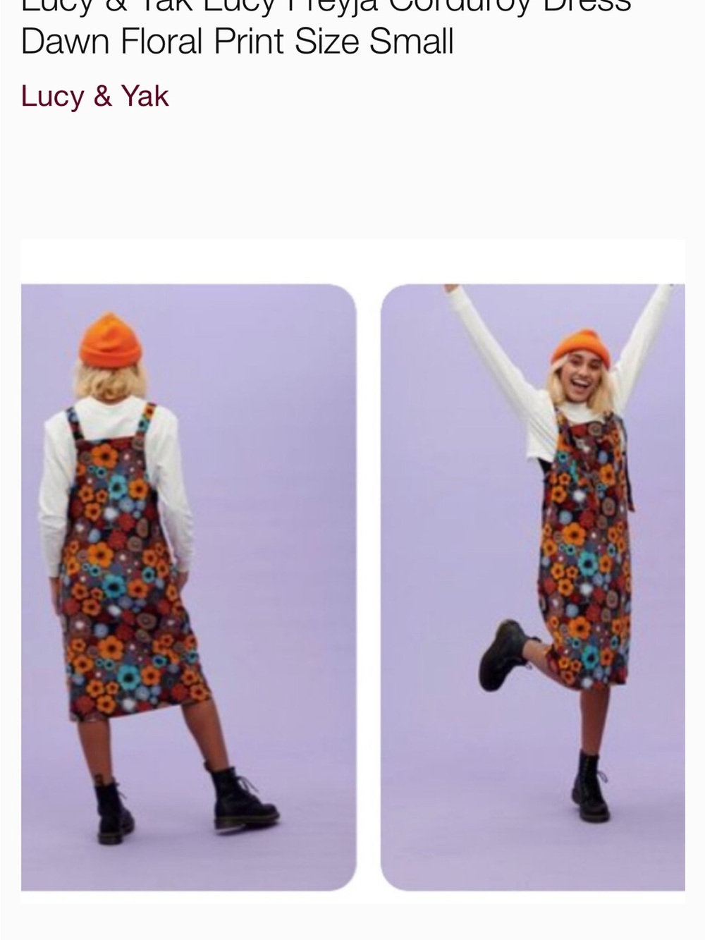 Lucy & Yak “Dawn” Freyja Pini Midi Corduroy Dress- Medium - Picture 7 of 9
